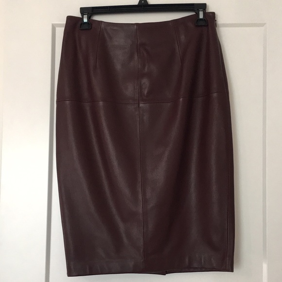 ANTONIO MELANI Dresses & Skirts - ANTONIO MELANI Burgundy Leather Midi Skirt